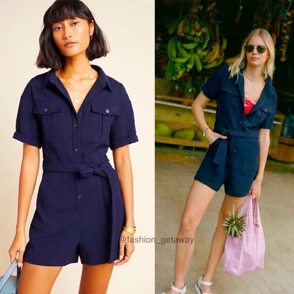 NWOT Anthropologie Greylin Delton Utility Romper - Picture 2 of 8